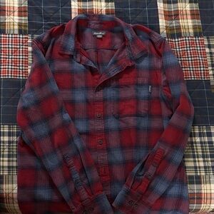Eddie Bauer Red and Blue Plaid flannel Shirt